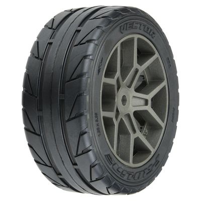 Pro-Line Racing 1/8 Vector S3 Front/Rear 35/85 2.4&quot; Belted Mounted Tires, 14mm Gray: Vendetta PRO1020410