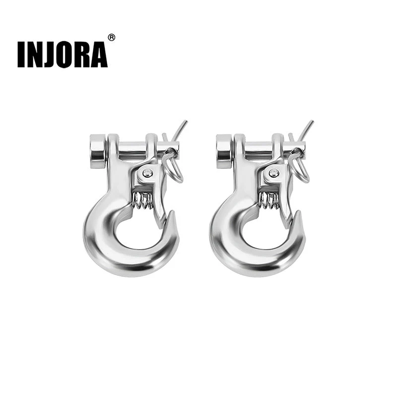 INJORA 2PCS Metal Winch Hook Tow Hook Silver DGA-27
