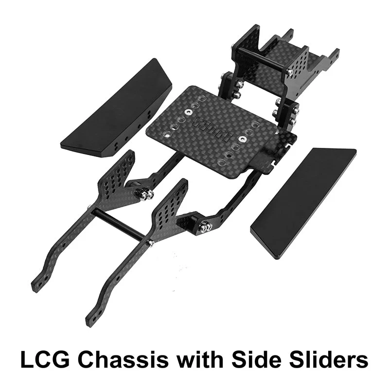 INJORA LCG Carbon Fiber Chassis Kit and Rock Sliders for 1/18 Redcat Ascent18 ASC18-16B-17