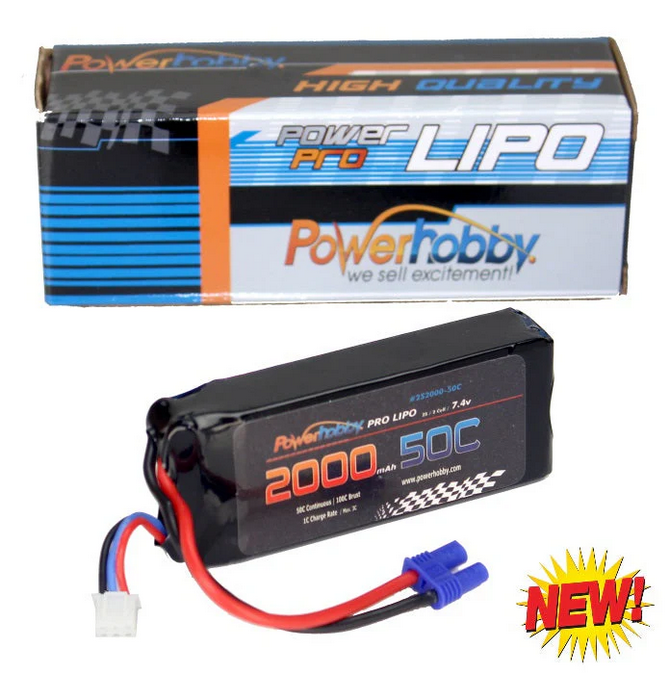 Powerhobby 2s 7.4V 2000mah 50c EC2 Lipo Battery PHB2S200050CEC2