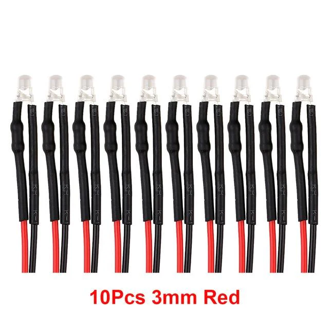 INJORA 10PCS 12V 3mm LED Lights for 1/10 Scale RC Car Red CRAW18394_3RD