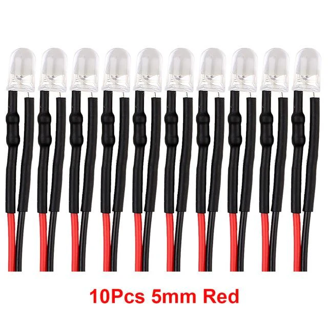 INJORA 10PCS 12V 5mm LED Lights for 1/10 Scale RC Car Red CRAW18394_3RD