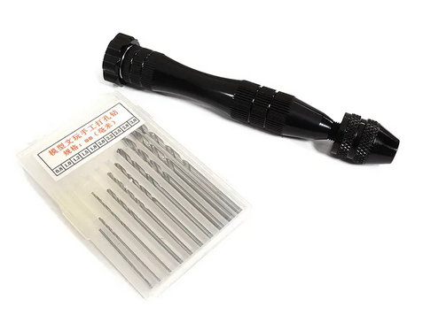 Integy Precision Hand Drill Tool w/ Drill Bits (0.8-3mm) for Model Building C30111BLACK