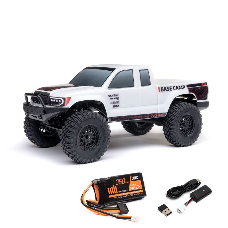 Axial 1/24 SCX24 Base Camp 4WD Rock Crawler Brushed RTR with Battery &amp; Charger, White AXI1219T1