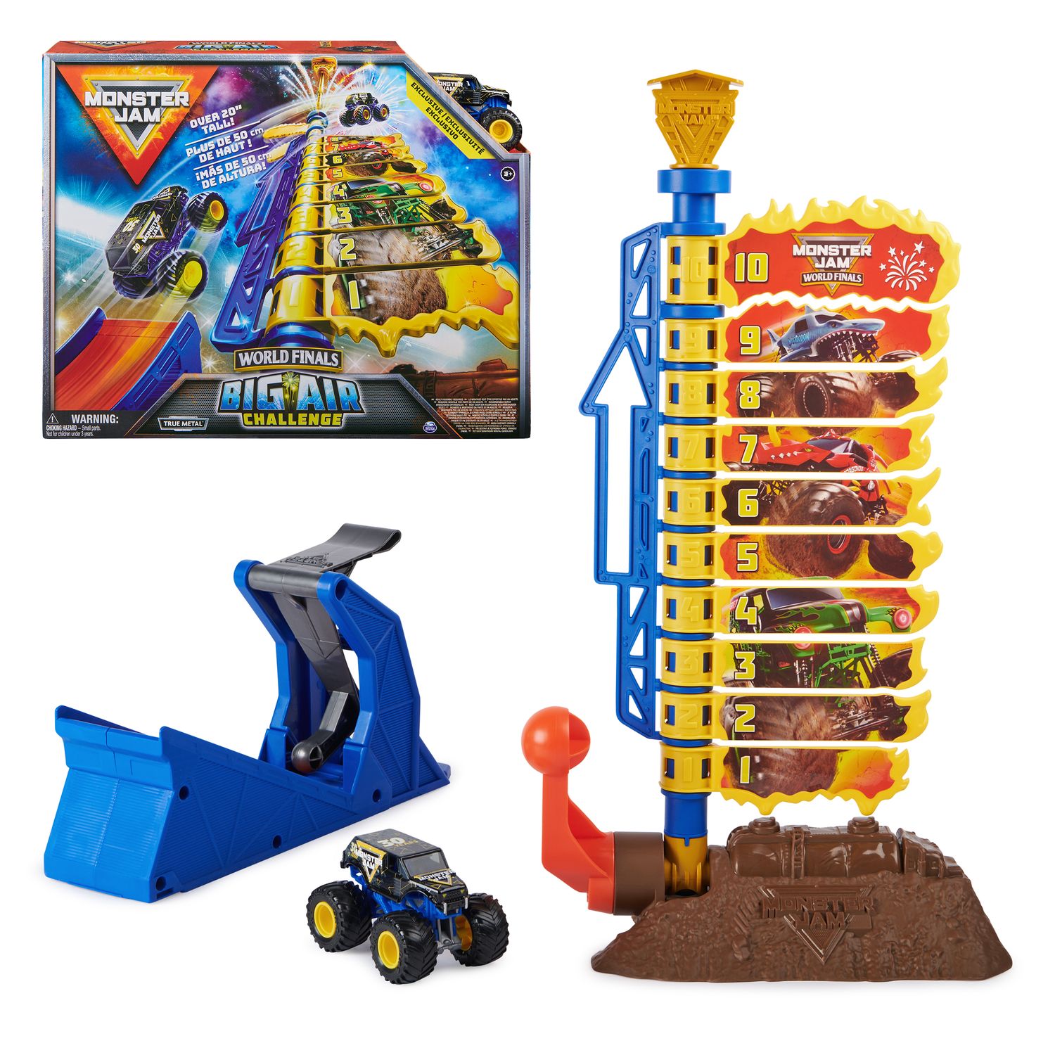 Spinmasters Monster Jam World Finals Big Air Challenge Playset with Exclusive 1:64 Scale Die-Cast Monster Truck
