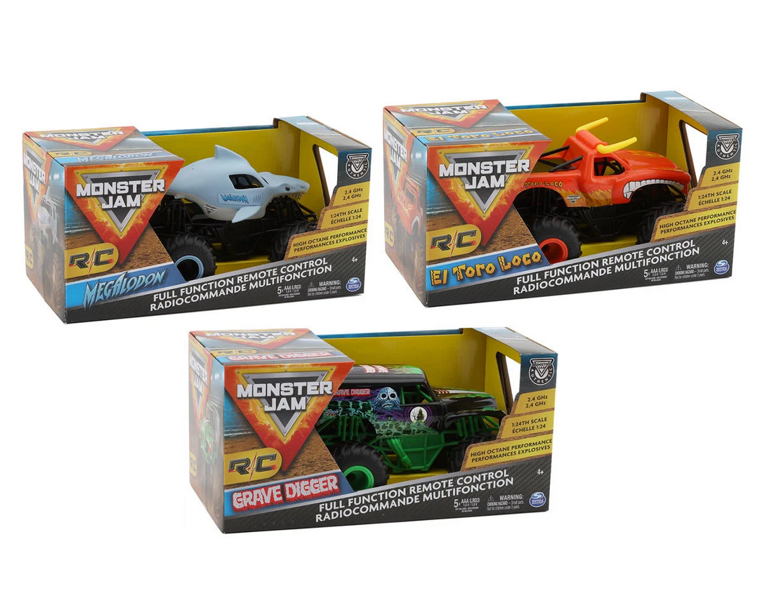 Spinmaster Toys Monster Jam Remote Control 1/24 Monster Truck (Megalodon) (Not Hobby Grade)