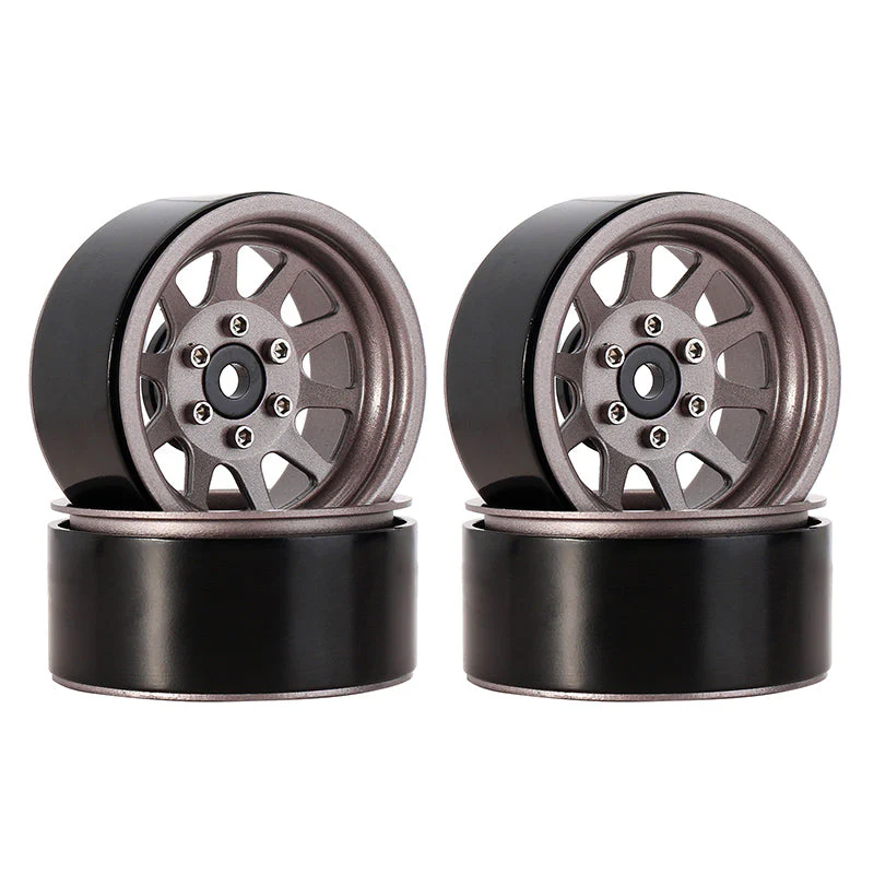 INJORA 4PCS 1.9&quot; 10-spoke Metal Beadlock Wheels (4) Gunmetal CRAW18258_09GL
