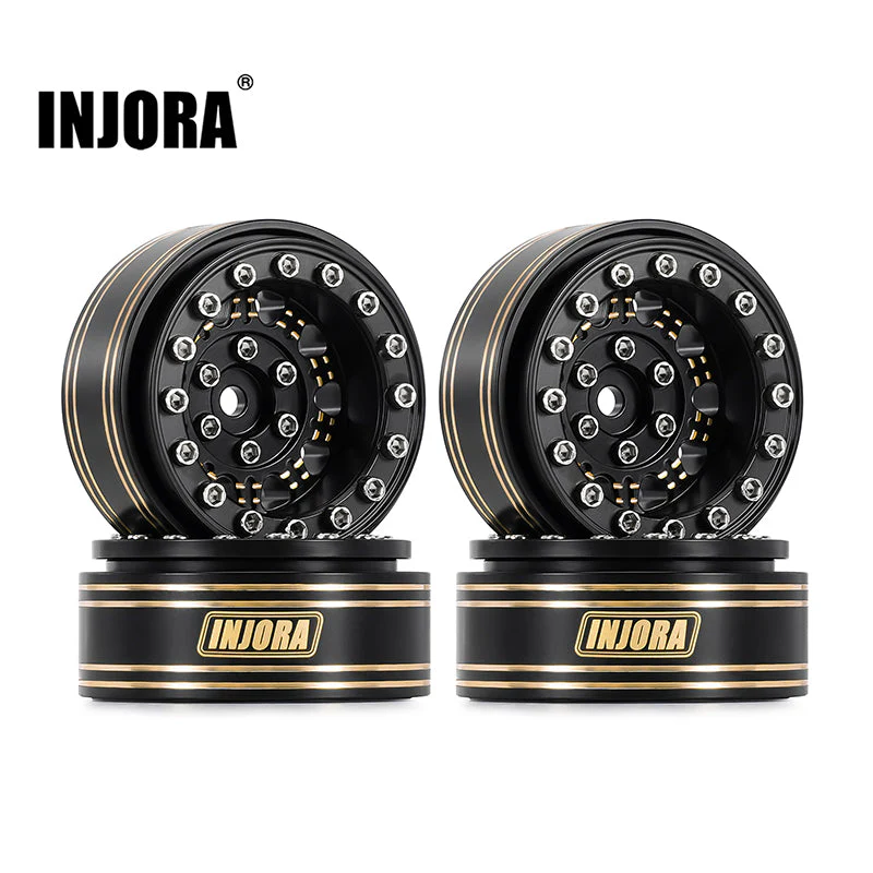 INJORA 1.3&quot; 81g/pcs Super Heavy Brass Beadlock Wheels YQW-1305BGD