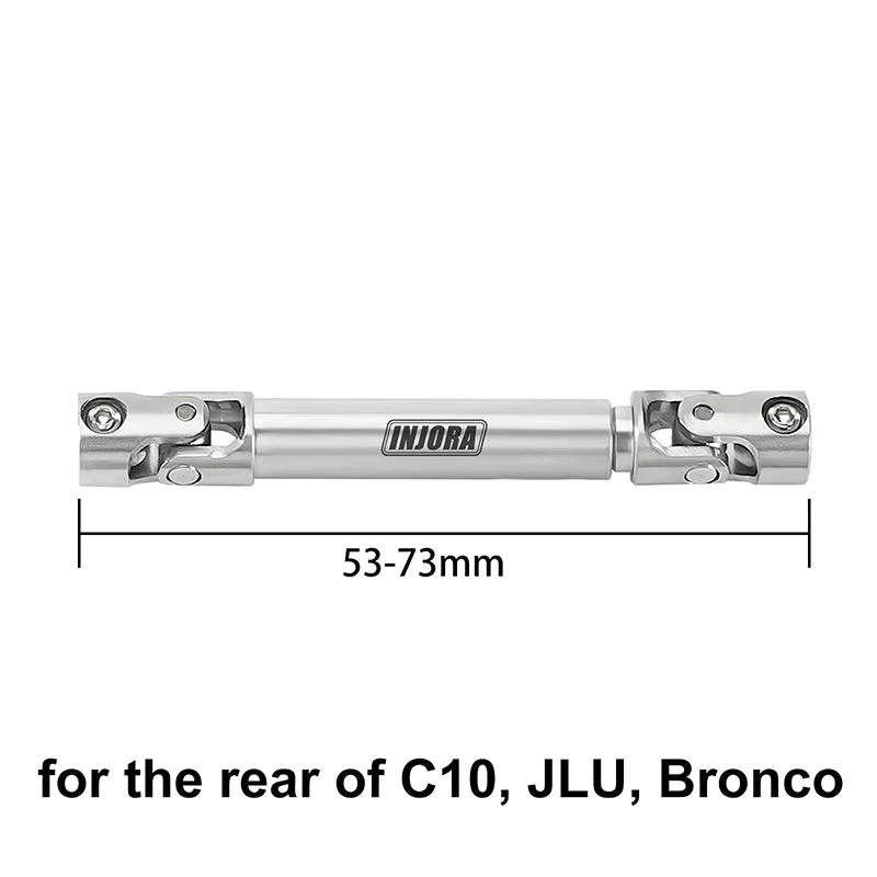 INJORA 1pcs Stainless Steel Drive Shaft with D Shaped Hole 53-73mm SCX24-181-53