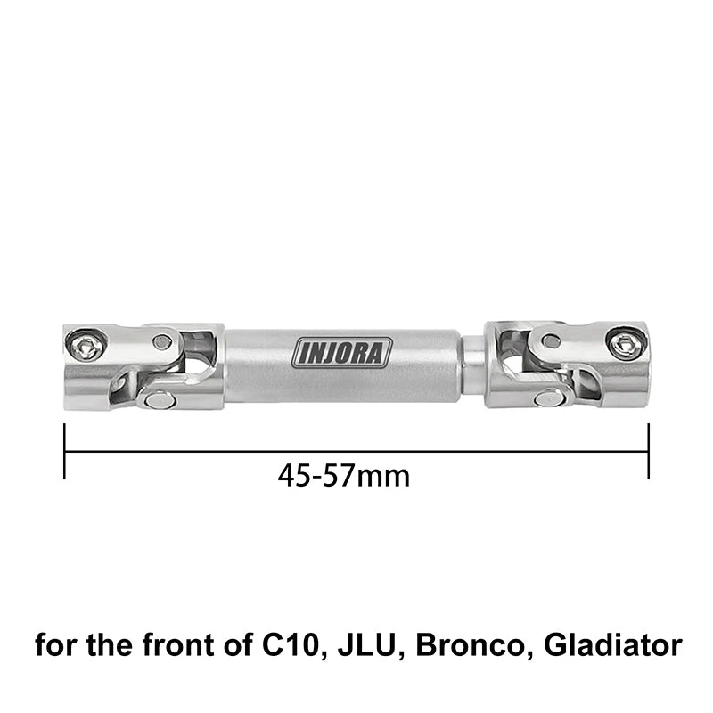 INJORA 1pcs Stainless Steel Drive Shaft with D Shaped Hole 45-57mm SCX24-181-45