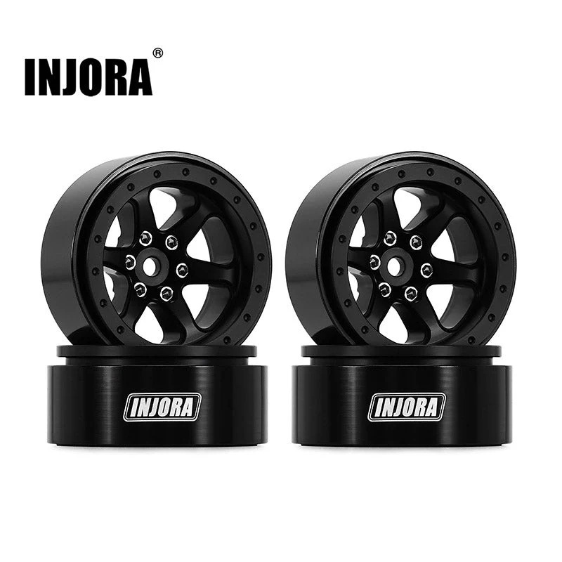 INJORA 1.3&quot; Aluminum Beadlock Wheels offset -4.05mm (W1309) YQW-1309BK