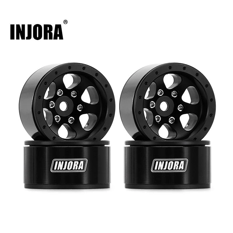 INJORA 1.0&quot; Aluminum Beadlock Wheels YQW-1012BK