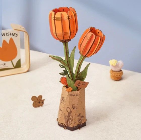 Robotime Orange Tulip - Wood Bloom Craft  ROETW081