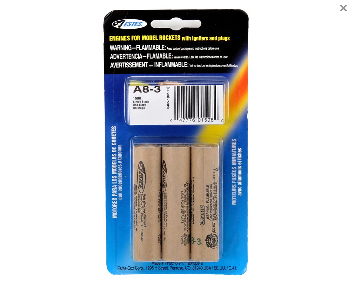 Estes A8-3 Reg Single Stage (3) EST1598