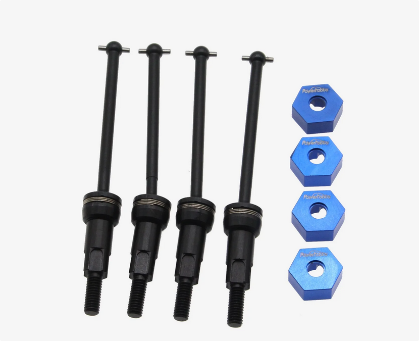 Powerhobby Front &amp; Rear CVD Axles Drive Shafts Black (4) Arrma Granite/Typhon Grom PHB6573Black
