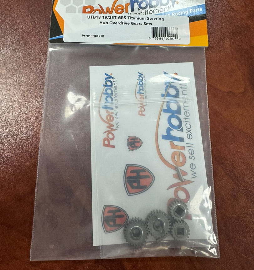 Powerhobby UTB18 19T / 25T GR5 Titanium Steering Hub Overdrive Gears Set PHB5510