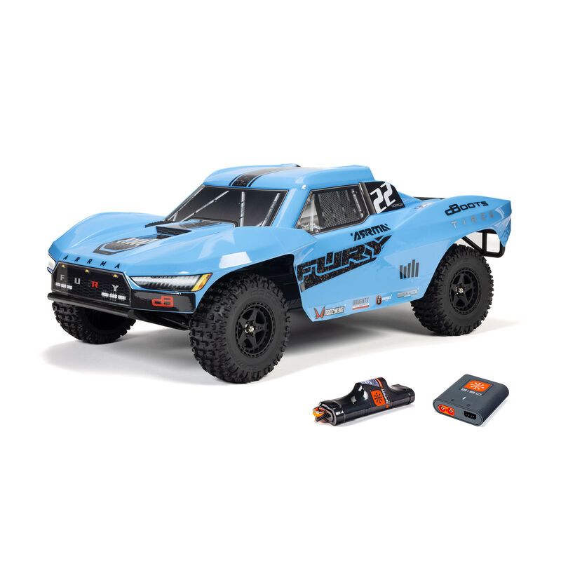 Arrma 1/10 FURY MEGA 550 Brushed 2WD Short Course Truck RTR with Battery &amp; Charger, Blue ARA3221ST2
