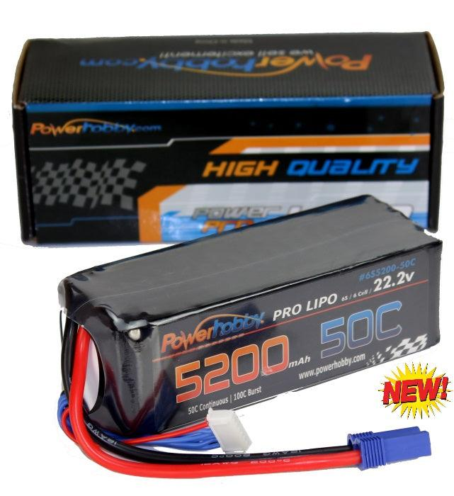 Powerhobby 6S 22.2V 5200mAh 50C Lipo Battery w EC5 Plug Soft Case 6-cell PHB6S520050EC5