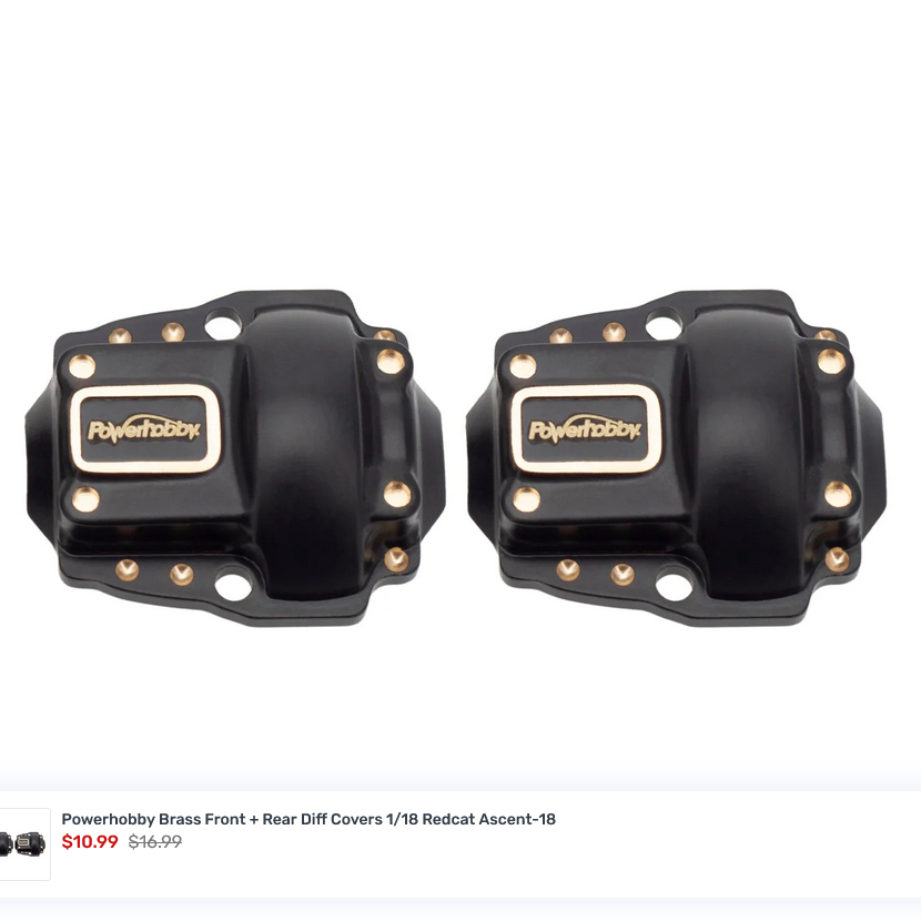 Powerhobby Brass Front + Rear Diff Covers 1/18 Redcat Ascent-18 PHB6708