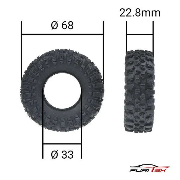 FURITEK MUDDER-XL 68MM TIRES EXTRA SOFT STICKY SET FOR 1.2INCH WHEEL 2440