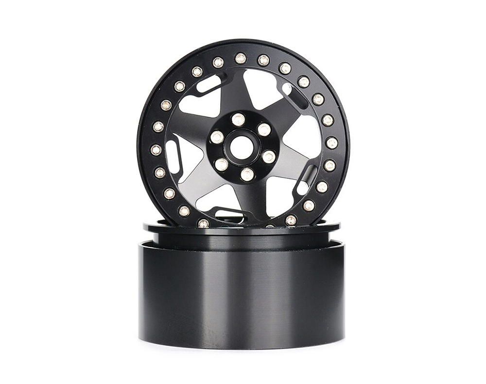Integy 2.2 Size Alloy Machined 6 Spoke Wheels (2) 118g Each for 1/10 Scale Crawler C32730BLACK