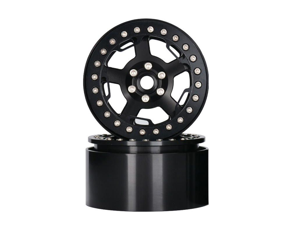 Integy 2.2 Size Alloy Machined 5 Spoke Wheels (2) 118g Each for 1/10 Scale Crawler C32732BLACK
