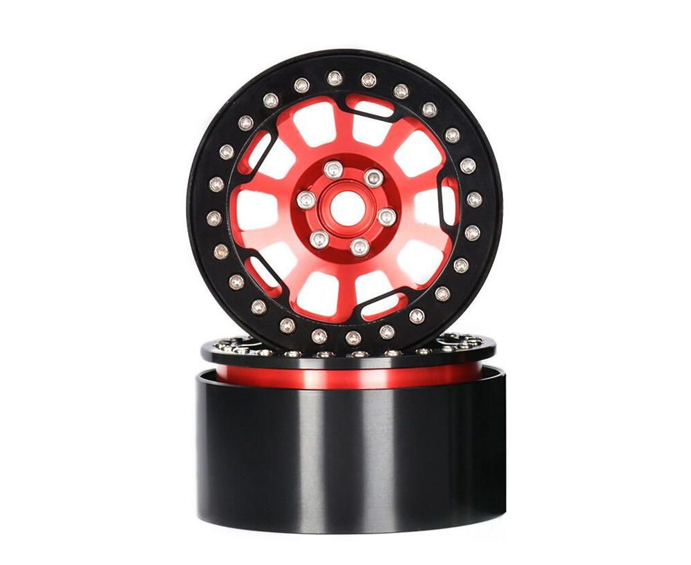 Integy 2.2 Size Alloy Machined 10 Spoke Wheels (2) 118g Each for 1/10 Scale Crawler C32731RED
