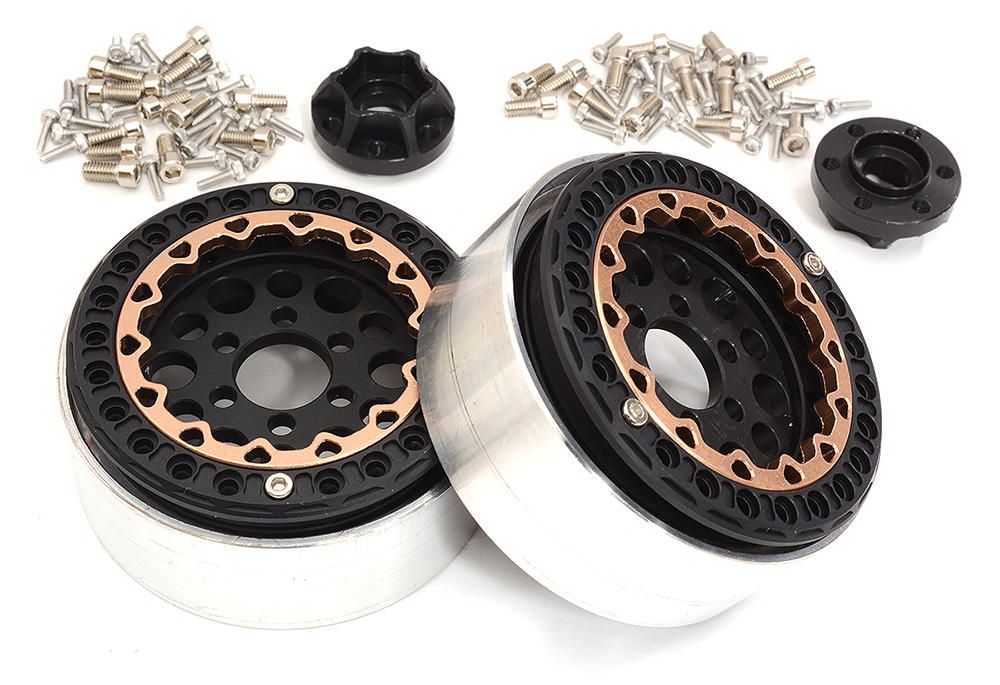 Integy Alloy Machined Multi Spoke 1.9 Wheels (2) for Scale Crawler W=25mm C32822BLACK