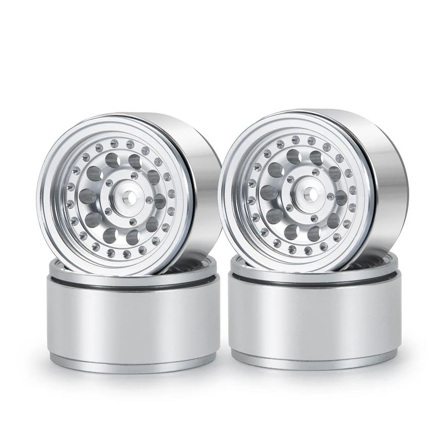 Powerhobby 1.0&quot; Beadlock Wheels Silver (4) PHB7139