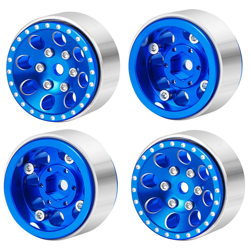 Powerhobby 1.0&quot; Beadlock Wheels Blue (4) 1/24 Rock Crawler PHB7134Blue