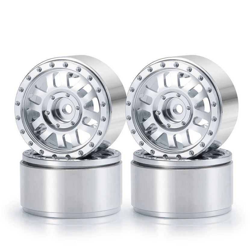 Powerhobby 1.0&quot; Beadlock Wheels Silver (4) PHB7138