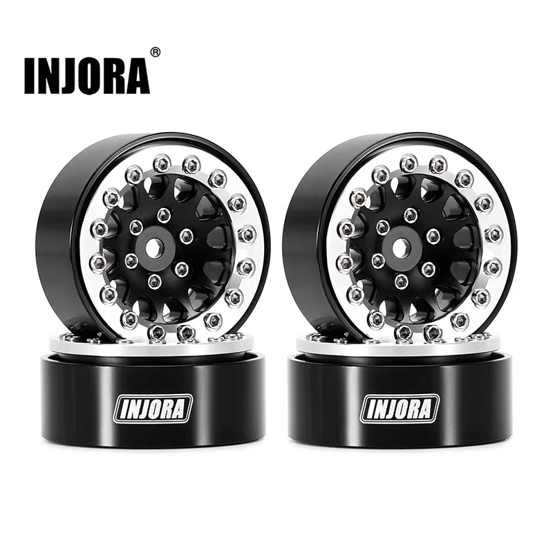 INJORA 1.3&quot; Aluminium Beadlock Wheels for 1/24 1/18 RC Crawler (W1311) YQW-1311SB