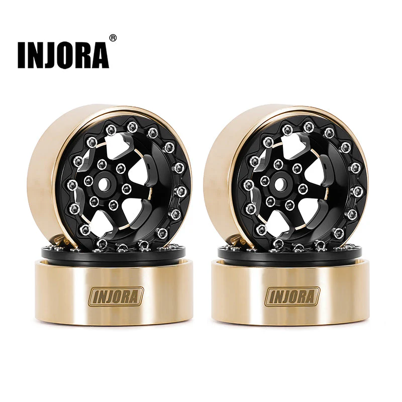 INJORA 1.3&quot; Brass Beadlock Wheels for 1/24 1/18 RC Crawlers (W1310) YQW-1310BGD