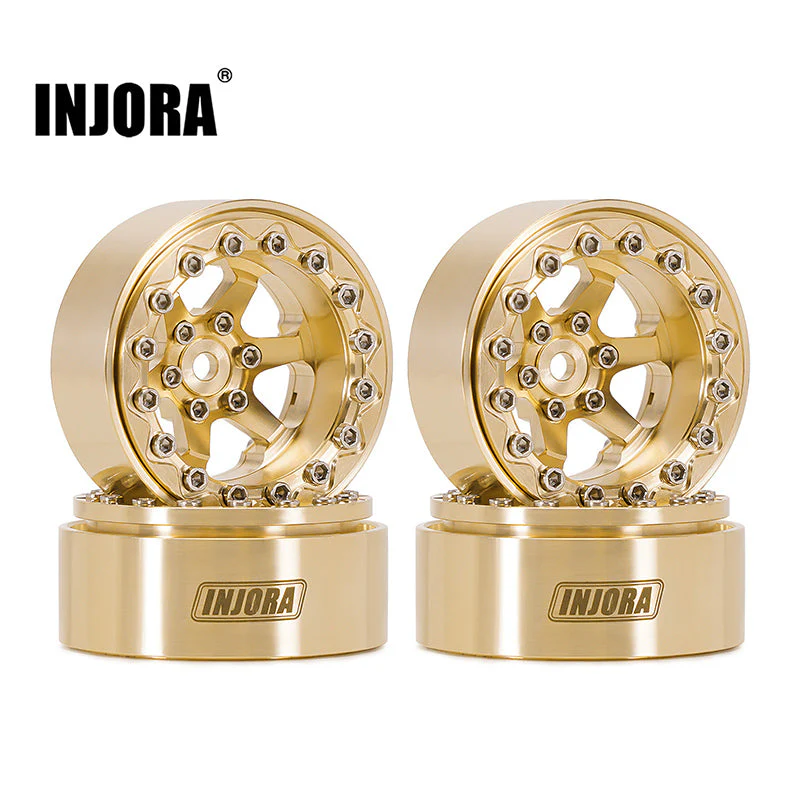 INJORA 1.3&quot; Brass Beadlock Wheels for 1/24 1/18 RC Crawlers (W1310) YQW-1310GD
