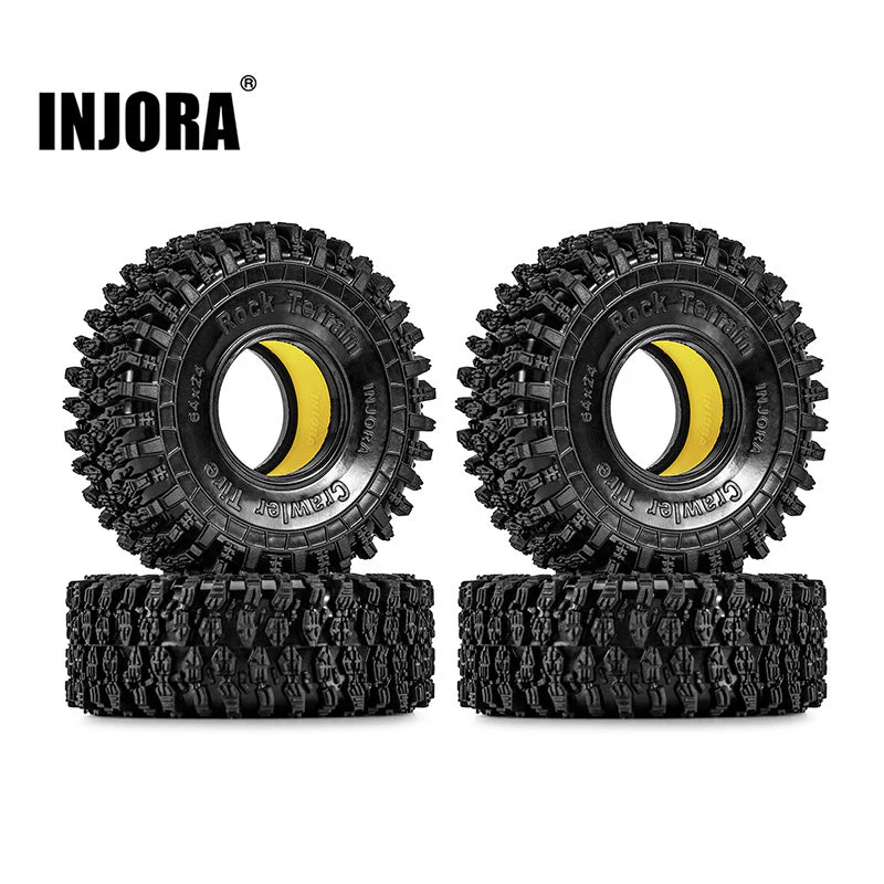INJORA 1.0&quot; 64*24mm Tires &amp; Silicone Rubber Inserts Combo (4) (T1011) YQT-1011-1064YE