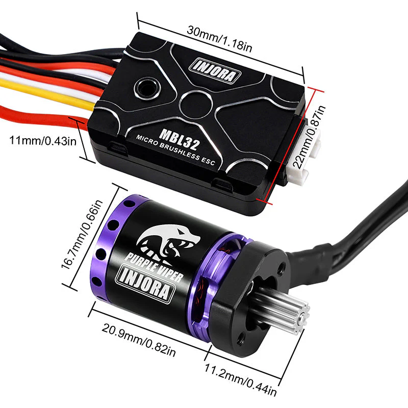 INJORA Purple Viper 1721 Brushless Motor for 1/18 TRX4M Ascent-18 MBL32-INM19-4M