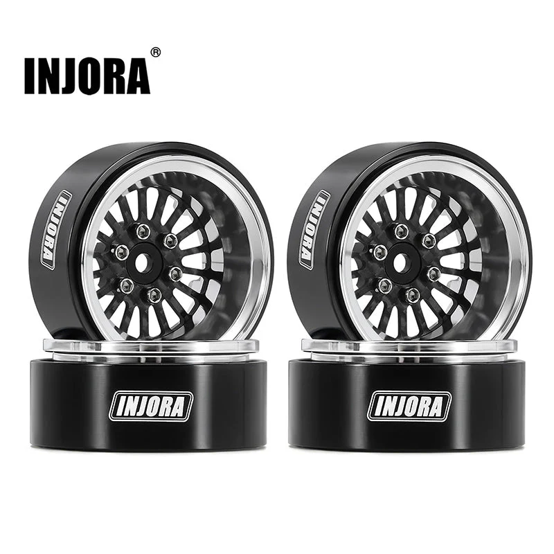 INJORA 1.3&quot; ModuWheel Silver Beadlock Wheels Negative Offset YQW-MW1306SR