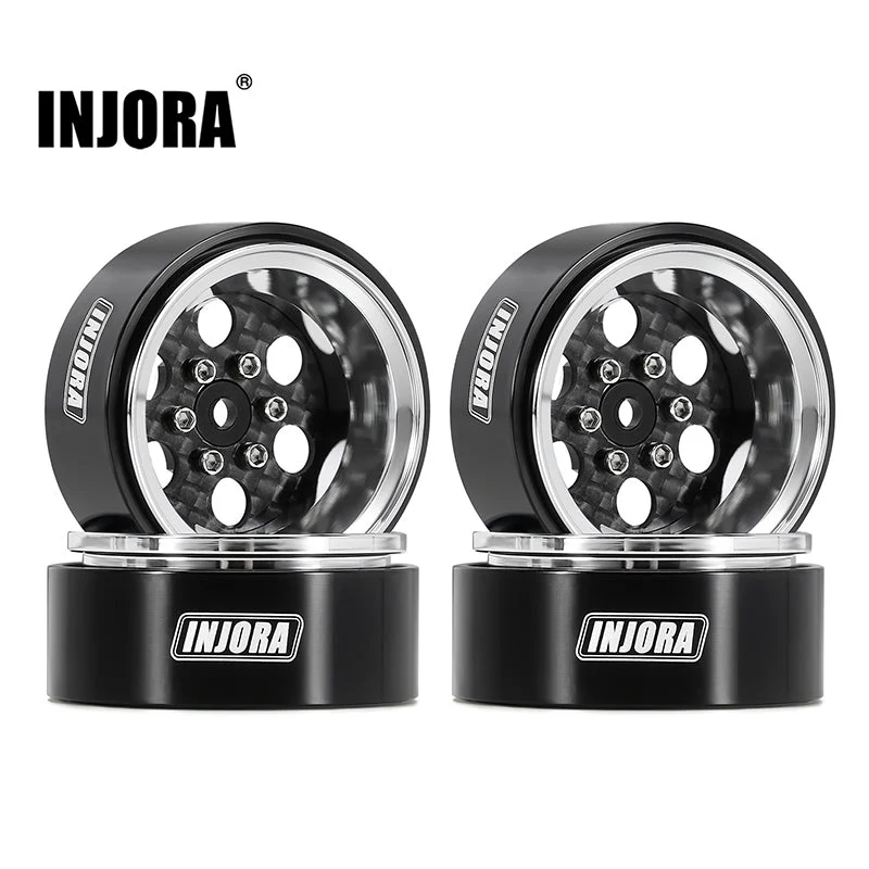 INJORA 1.3&quot; ModuWheel Silver Beadlock Wheels Negative Offset YQW-MW1304SR