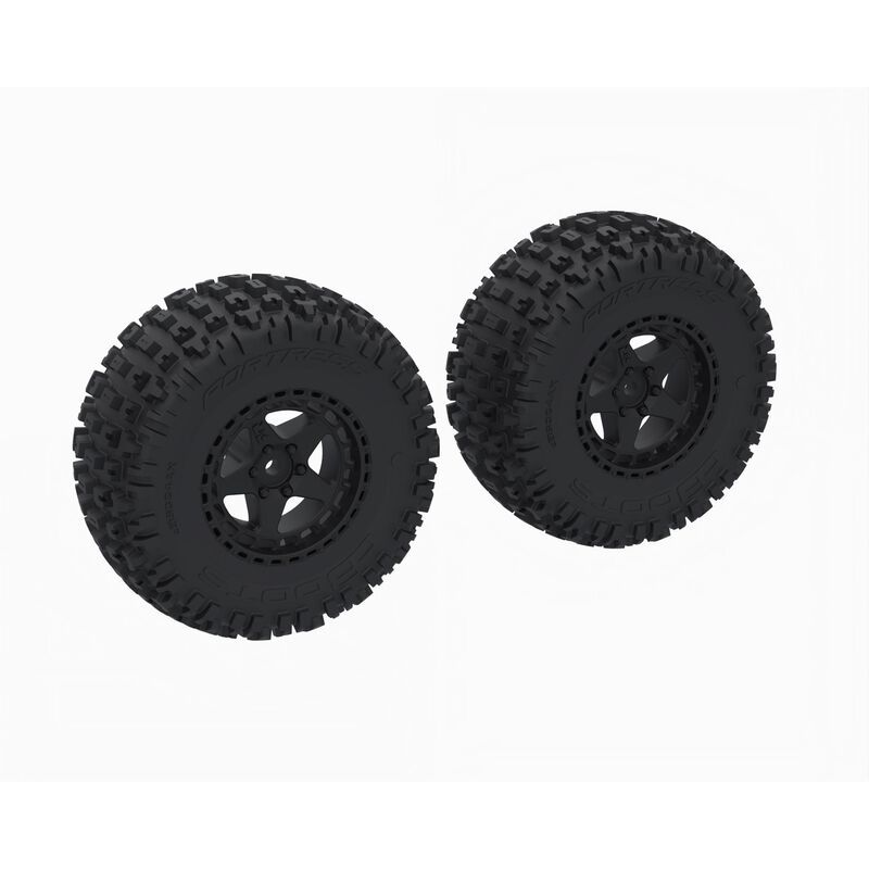 Arrma DBOOTS &#39;FORTRESS SC&#39; Tire Set Glued, Black (2) ARA-1616