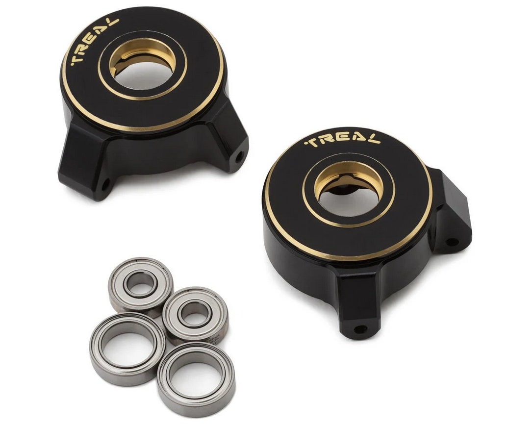 Treal Hobby Element RC Enduro Utron SE Brass Front Steering Knuckle Set (Black) (2) (90.3g) TLHTUTRON-01