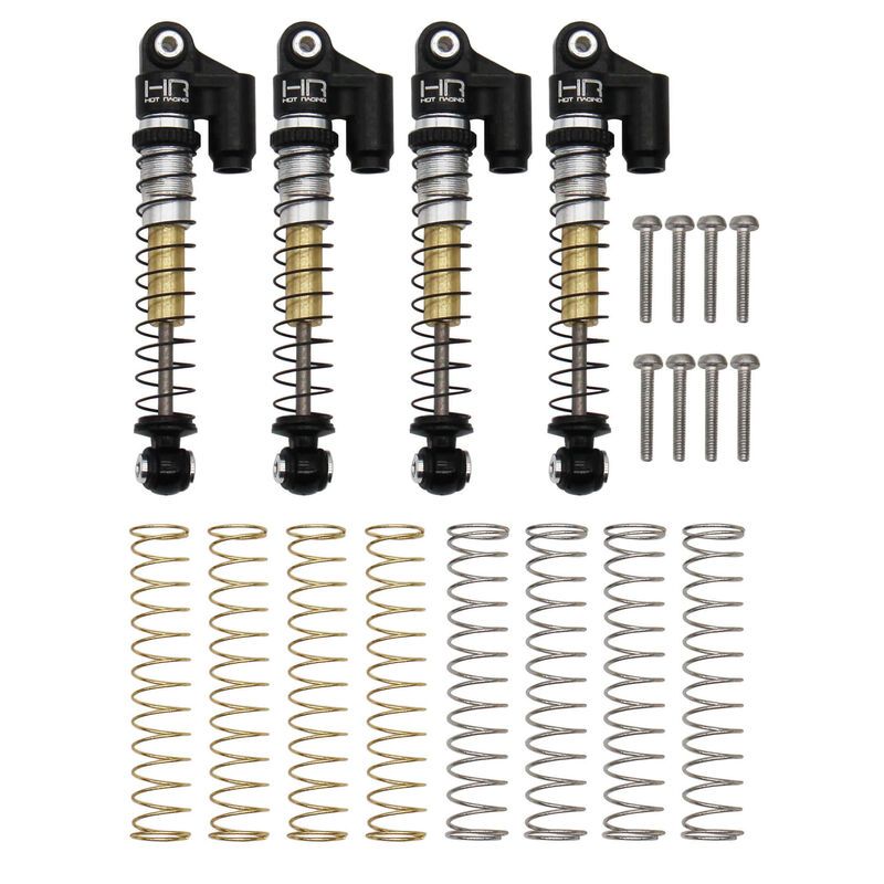Hot Racing Aluminum Threaded Tele Shocks Set (4): SCX24 HRASXTF485TR04