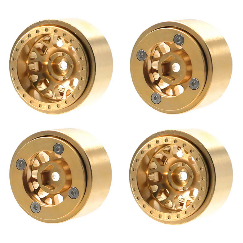 Powerhobby 1.0&quot; Beadlock Brass Wheels (4) PHB7186