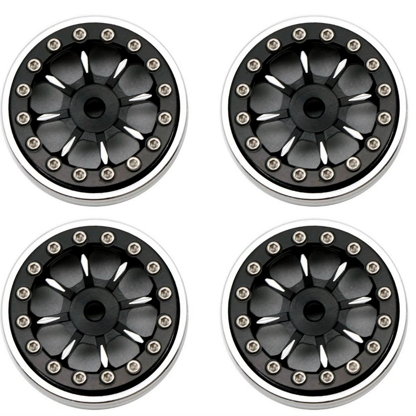 Powerhobby B59 Aluminum Beadlock 1.0” Rock Crawler Wheels Black PHSCX2471-BLACK