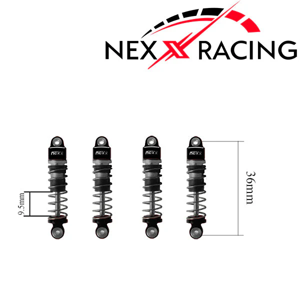 Nexx Racing Oil Shock (4 pcs) for 1/24 SCX24 - BLACK NX-405-B