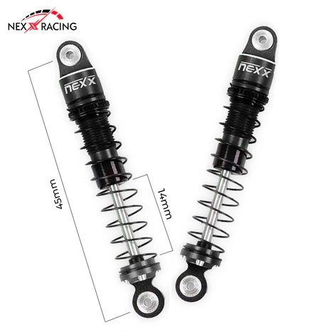 Nexx Racing 45mm Oil Shocks (4pcs) for 1/24 RC Crawler FMS FCX24/ FCX18 Hummer EV - BLACK NX-418-B
