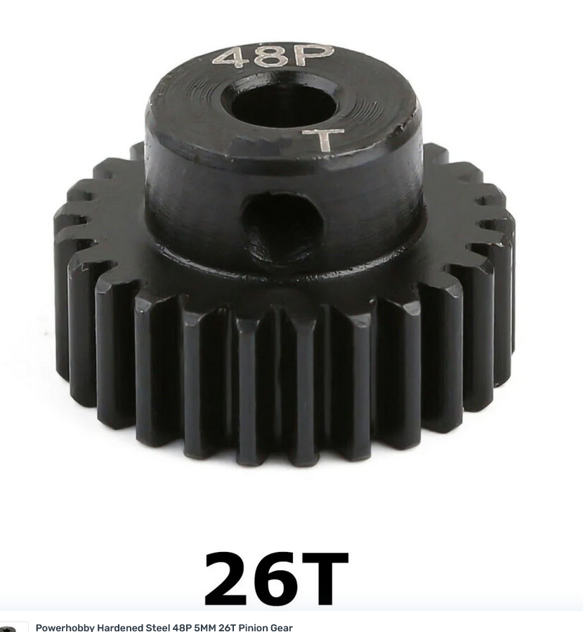 Powerhobby Hardened Steel 48P 5MM 26T Pinion Gear 48P5MM26T