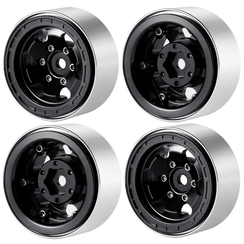 Powerhobby 1.0&quot; Beadlock Wheels Black (4) PHB7130Black