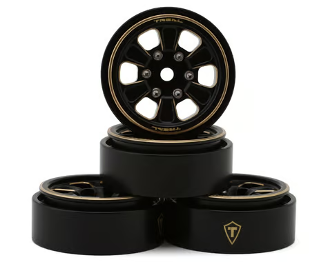 Treal Hobby Type B 1.0" 6-Spoke Brass Beadlock Wheels (Black) (4) (38.7g) TLHTSCX24-111