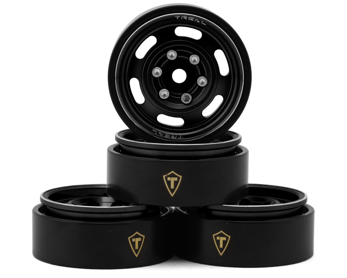 Treal Hobby Type E 1.0&quot; 6-Slot Beadlock Wheels (Black) (4) (21.9g) TLHTSCX24-196