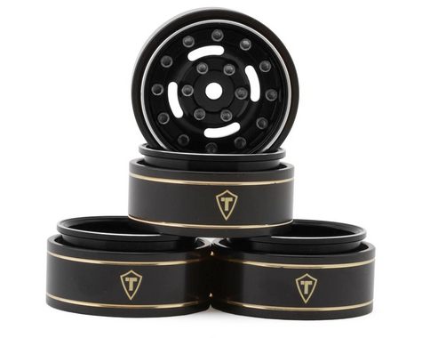 Treal Hobby Type F 1.0&quot; Deep Dish Beadlock Wheels (Black) (4) (22.7g) TLHTSCX24-235